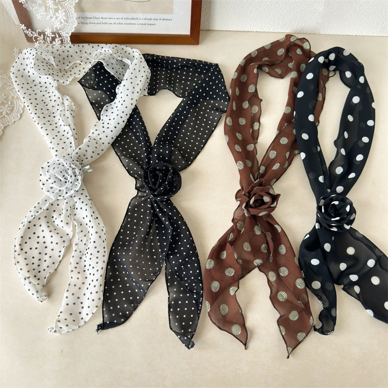 Travel Accessories For Young Women - 폴카 도트 패브릭 헤어 타이, 수제
