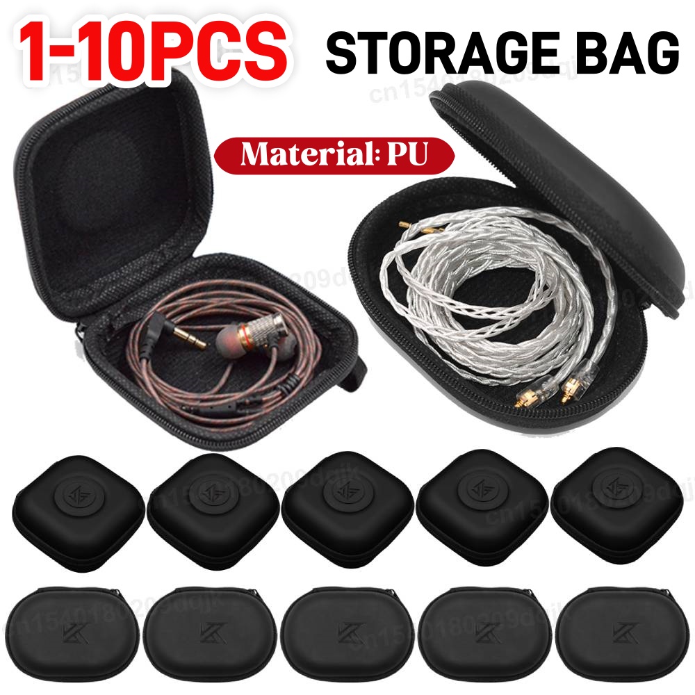 Travel Accessories Box - 1-10PCS KZ 이어폰 케이스 PU 가죽