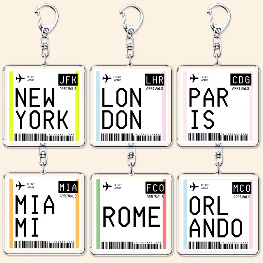 Travel Accessories New York - 여행용 비행기 티켓, 탑승권, 열쇠고리, 런던,