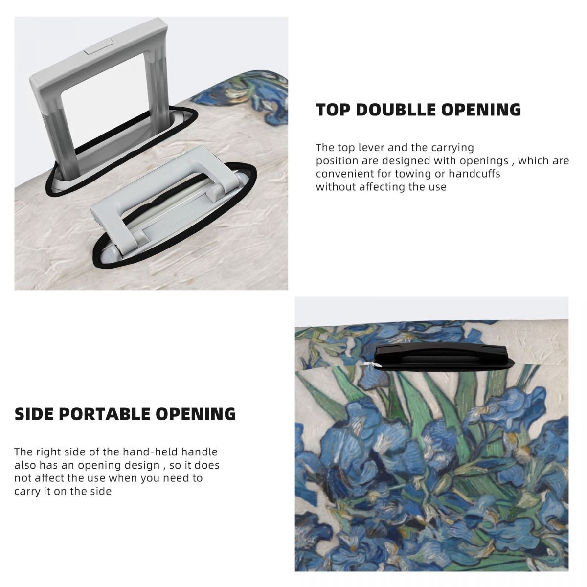 맞춤형 빈센트 반 고흐 아이리스 수하물 커버 탄성 예술 - Travel Van Accessories 리뷰 및 가격