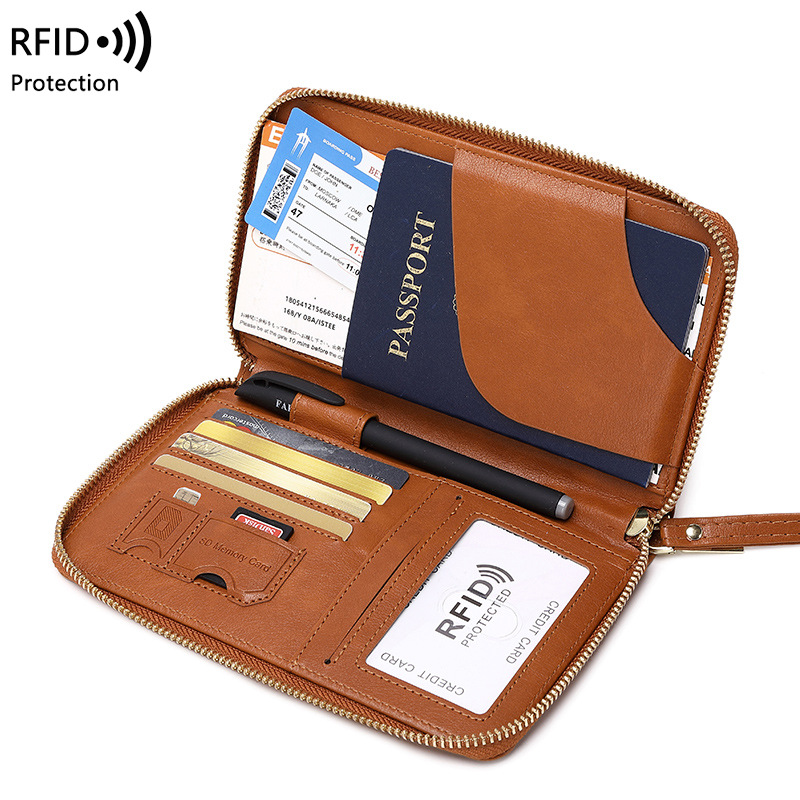 새로운 가죽 여권 커버 RFID 차단 카드 홀더 지퍼  - Travel Accessories Rfid 리뷰 및 가격