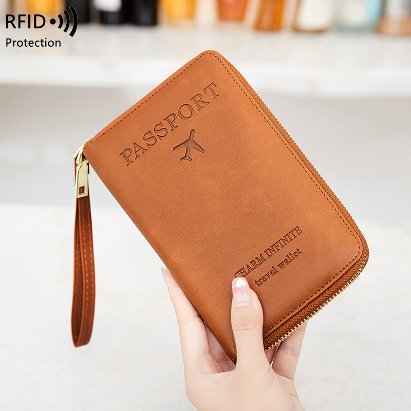 새로운 가죽 여권 커버 RFID 차단 카드 홀더 지퍼  - Travel Accessories Rfid 리뷰 및 가격