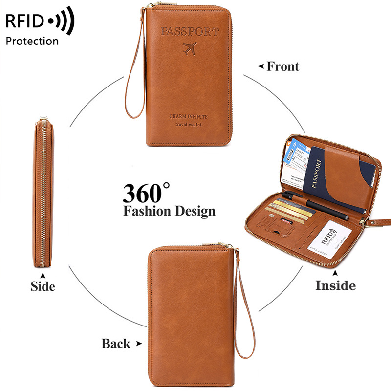 새로운 가죽 여권 커버 RFID 차단 카드 홀더 지퍼  - Travel Accessories Rfid 리뷰 및 가격