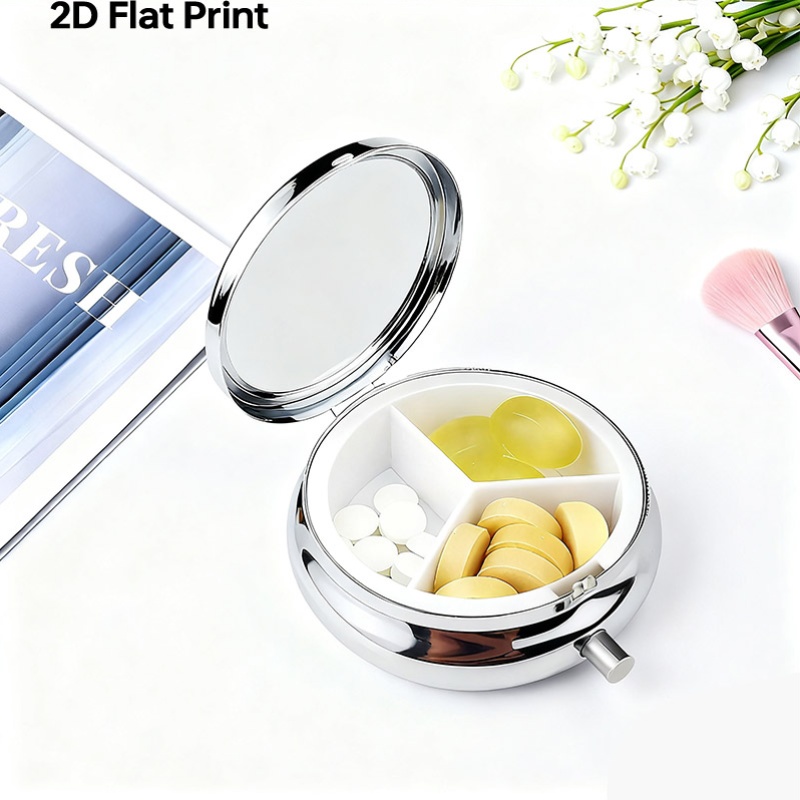 단일형 평면 인쇄 진주빛 보석함, 컴팩트한 원형 다중  - Travel Accessories For Young Women 리뷰 및 가격