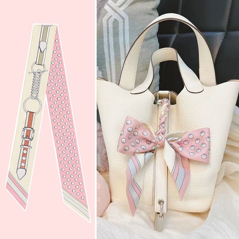 여성 여름 핑크 폴카 도트 스카프 가방 리본 장식 핸들 - Travel Accessories Gifts 리뷰 및 가격