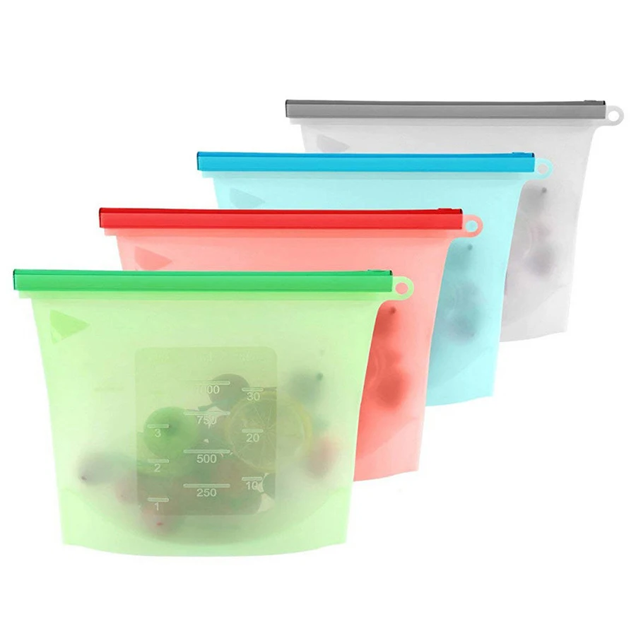 1000ml 재사용 가능한 실리콘 식품 등급 보관 가방 - Reusable Zip Bag 리뷰 및 가격