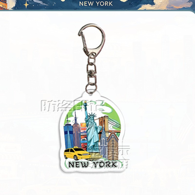뉴욕시 랜드마크 패턴 양면 인쇄 아크릴 키체인 미국 여 - Travel Accessories New York 리뷰 및 가격