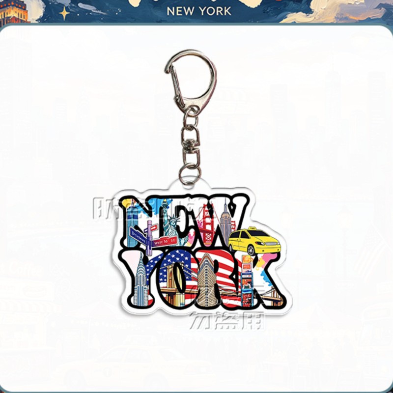 뉴욕시 랜드마크 패턴 양면 인쇄 아크릴 키체인 미국 여 - Travel Accessories New York 리뷰 및 가격