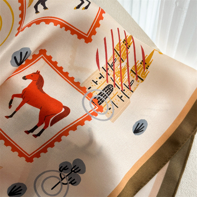 100% 멀버리 실크 65X65cm 빈티지 스탬프 승마 - Travel Accessories Gifts 리뷰 및 가격