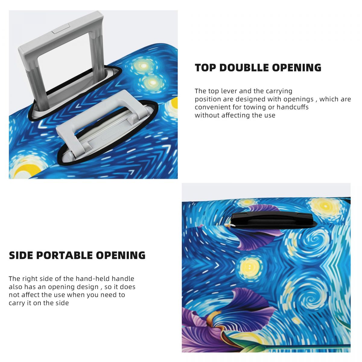 반 고흐의 별이 빛나는 밤 배경이 있는 아이리스 무늬  - Travel Van Accessories 리뷰 및 가격