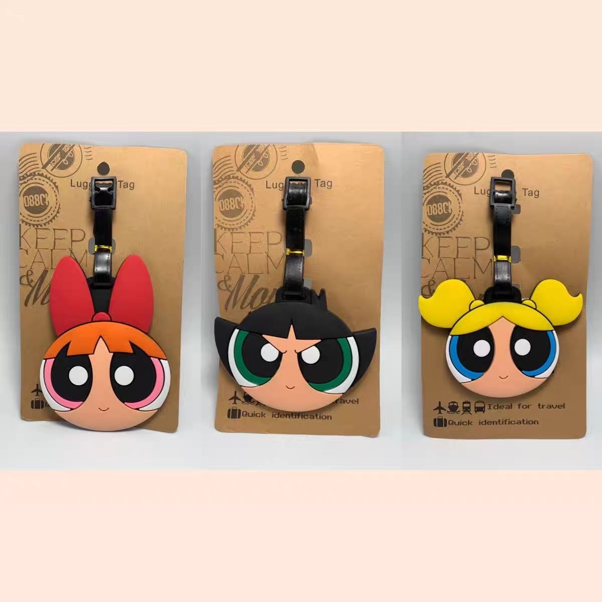 파워퍼프걸즈 가방 펜던트 귀여운 만화 캐릭터 수하물 태 - Travel Accessories Gifts 리뷰 및 가격