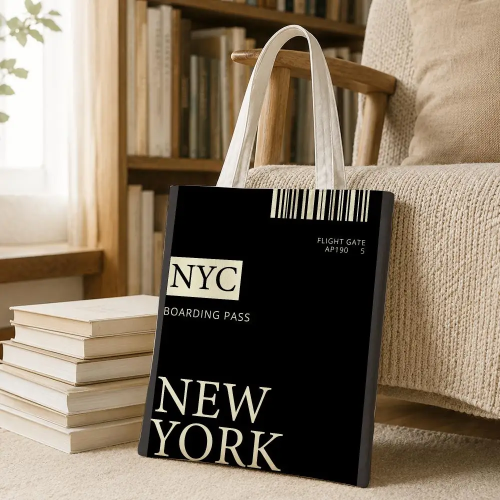 뉴욕 탑승권 보관 가방 여성용 캔버스 토트백, 학교,  - Travel Accessories New York 리뷰 및 가격