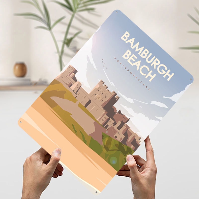 밤버그 비치 노스럼버랜드 여행 포스터 맞춤형 빈티지 금 - Travel Accessories For Europe 리뷰 및 가격