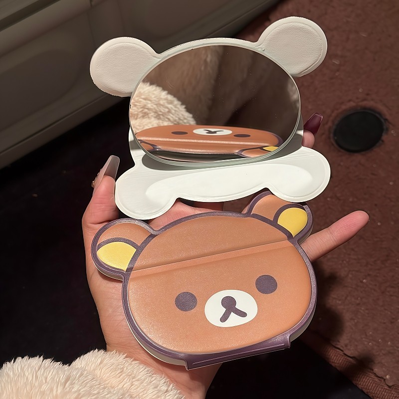릴라쿠마 접이식 화장 거울 귀여운 심플 휴대용 손거울  - Travel Accessories Gifts 리뷰 및 가격