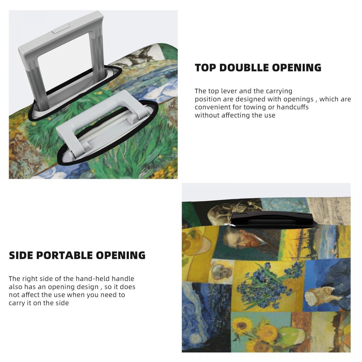 맞춤형 빈센트 반 고흐 그림 콜라주 여행가방 커버 탄성 - Travel Van Accessories 리뷰 및 가격