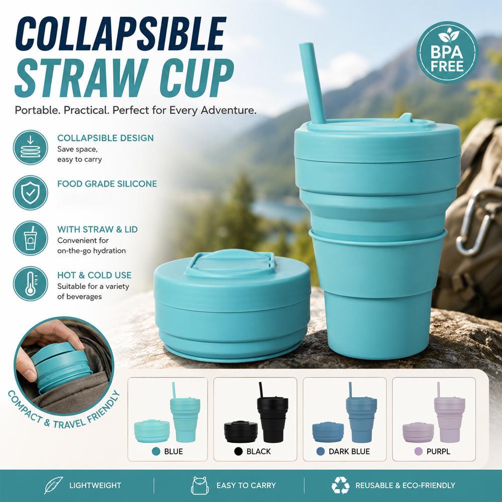 밀짚 뚜껑이 있는 접이식 실리콘 커피 컵 12oz 접이 - Water Bottle Collapsible 리뷰 및 가격