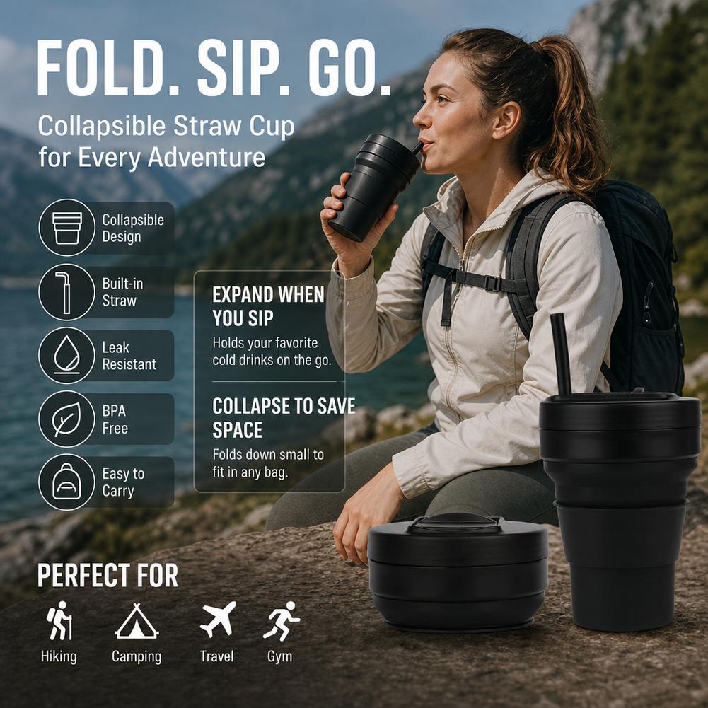 밀짚 뚜껑이 있는 접이식 실리콘 커피 컵 12oz 접이 - Water Bottle Collapsible 리뷰 및 가격