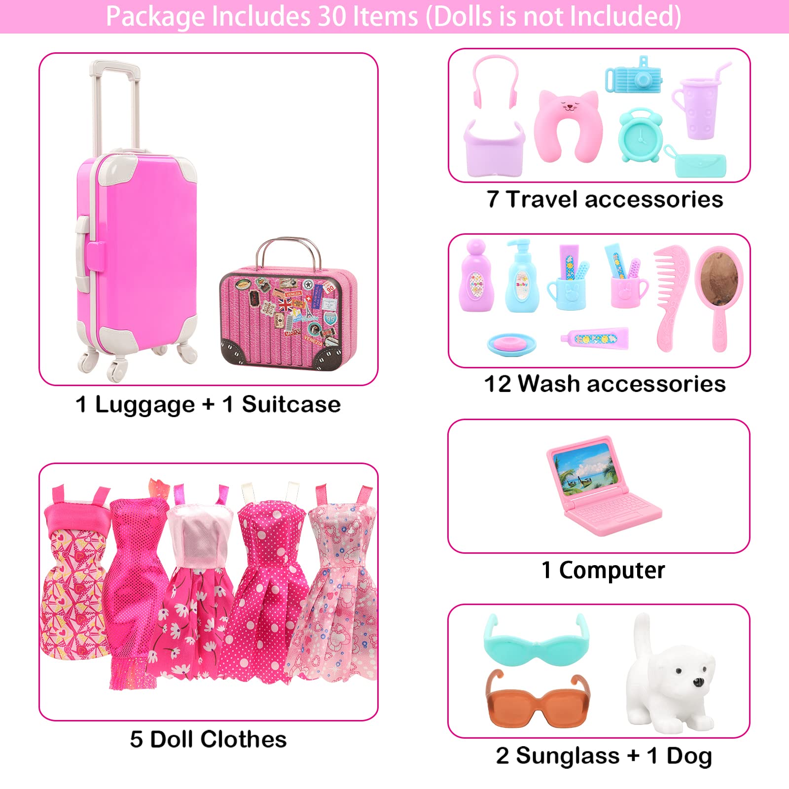 BARWA 여아용 인형 의류 및 액세서리 선물, 11. - Travel Accessories For Europe 리뷰 및 가격