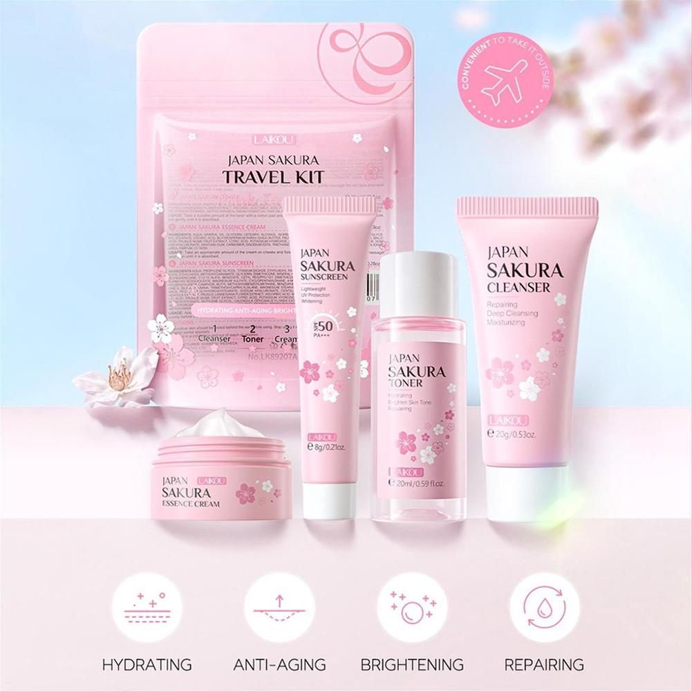 사쿠라 스킨 케어 세트 페이셜 클렌저, 세럼, 토너,  - Travel Accessories Gifts 리뷰 및 가격