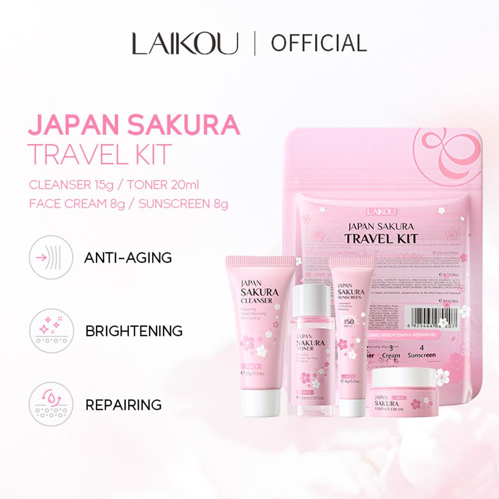 사쿠라 스킨 케어 세트 페이셜 클렌저, 세럼, 토너,  - Travel Accessories Gifts 리뷰 및 가격