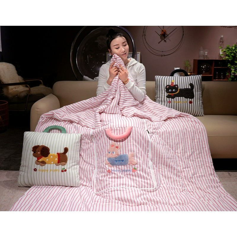 만화 스트라이프 무늬 베개 담요 2-in-1 에어컨 이 - Travel Accessories Gifts 리뷰 및 가격